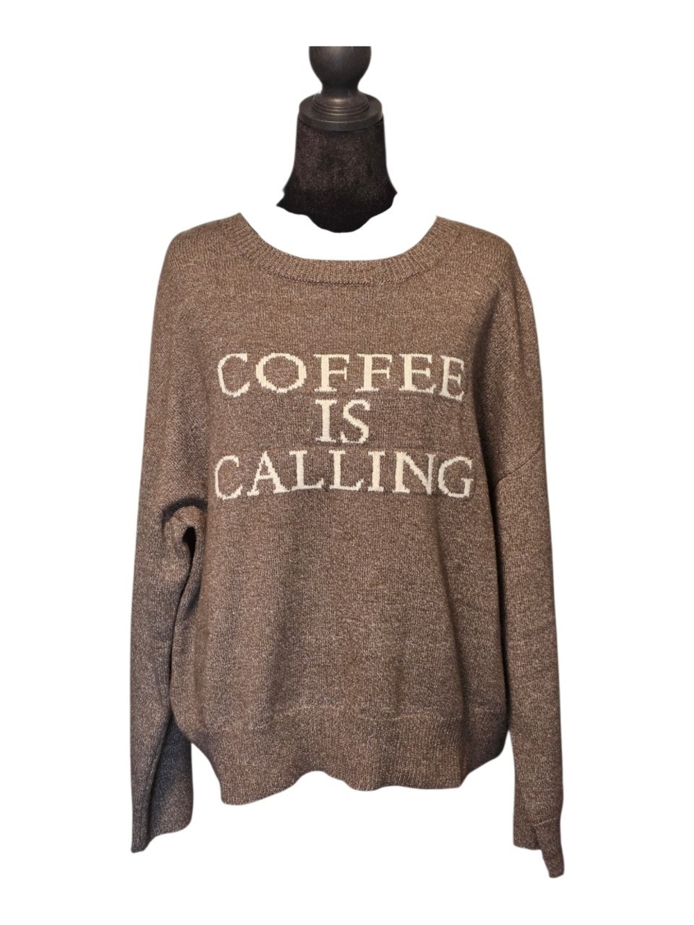 Relaxed Coffee Graphic Crewneck Sweater - Brown
